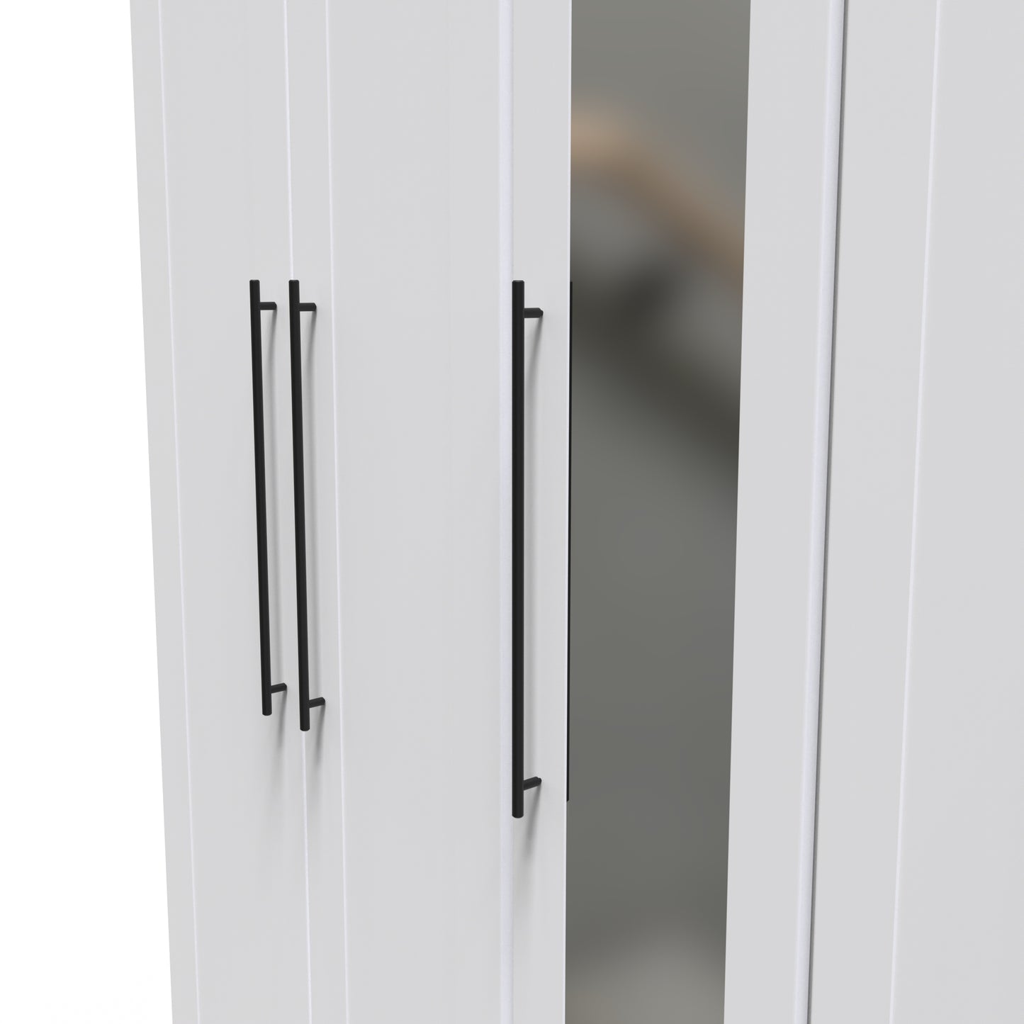 Beverley Tall Mirror Wardrobe White 5 Doors 2 Shelves 2 Drawers 196cm