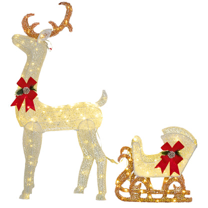 170 LED Light Reindeer And Sleigh Christmas Decoration Primary Image