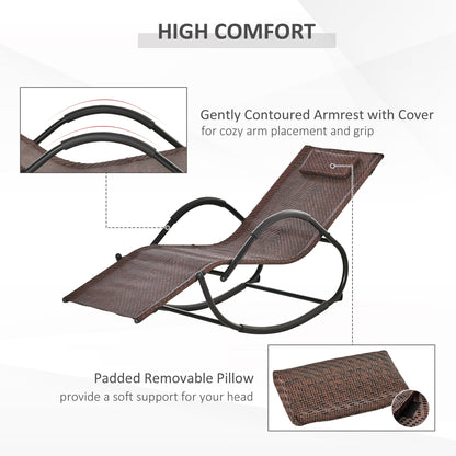 Zero Gravity Rocking Lounge Chair w/ Pillow for Indoor & Outdoor Texteline Brown