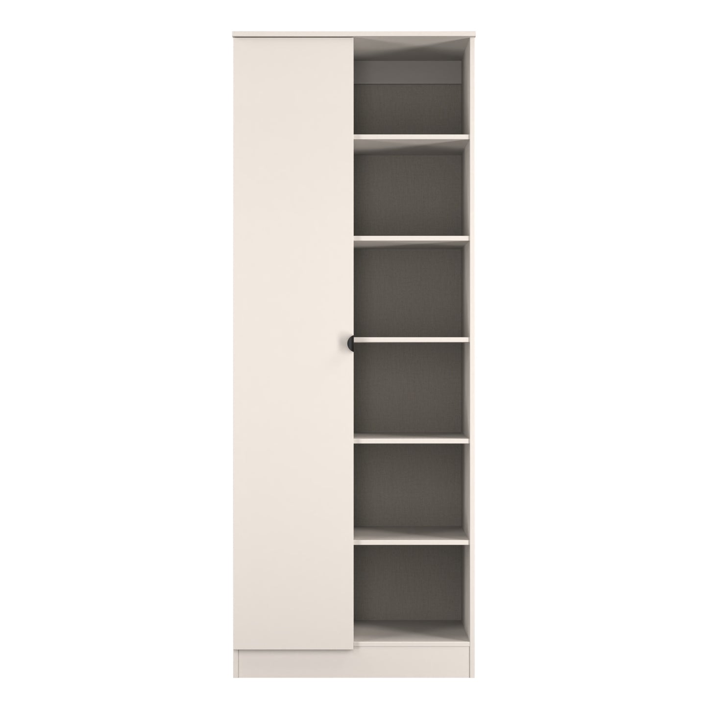 Bora Tall Wardrobe Off-White 2 Doors 6 Shelves 1 Drawer 196cm