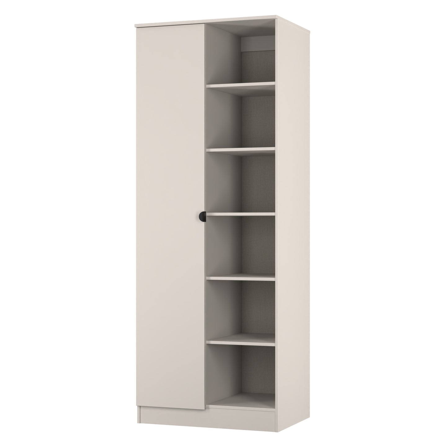 Bora Tall Wardrobe Off-White 2 Doors 6 Shelves 1 Drawer 196cm