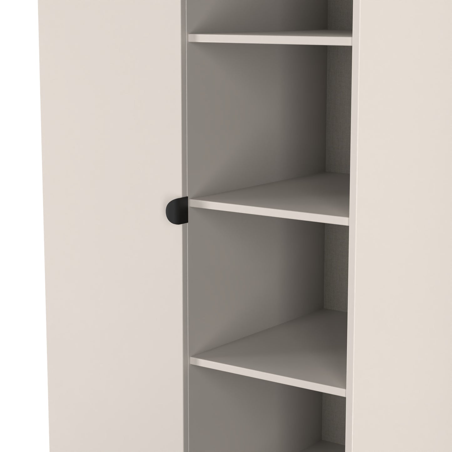 Bora Tall Wardrobe Off-White 2 Doors 6 Shelves 1 Drawer 196cm