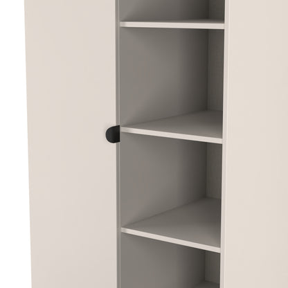 Bora Tall Wardrobe Off-White 2 Doors 6 Shelves 1 Drawer 196cm