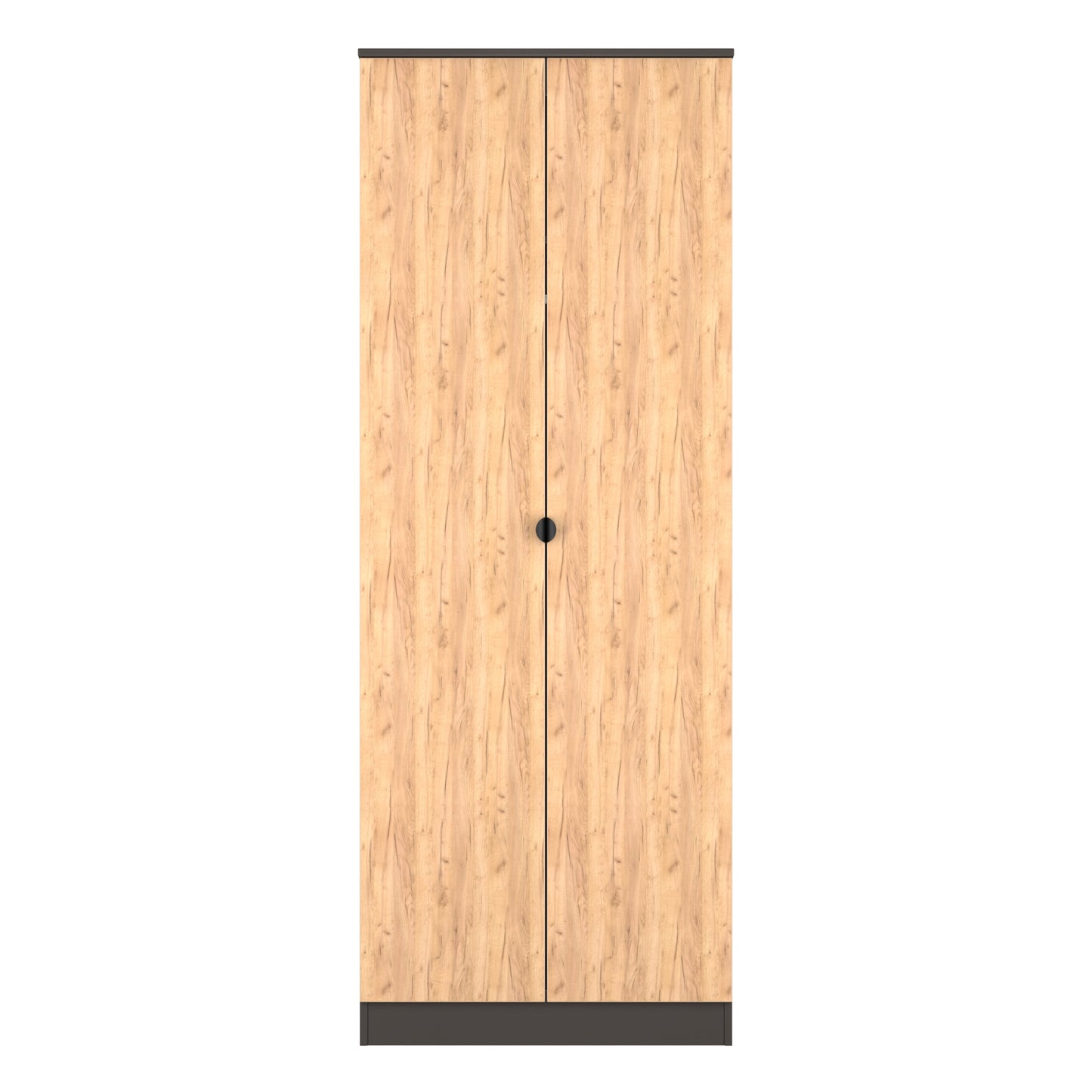 Bora Tall Wardrobe Oak & Dark Grey 2 Doors 1 Shelf 196cm