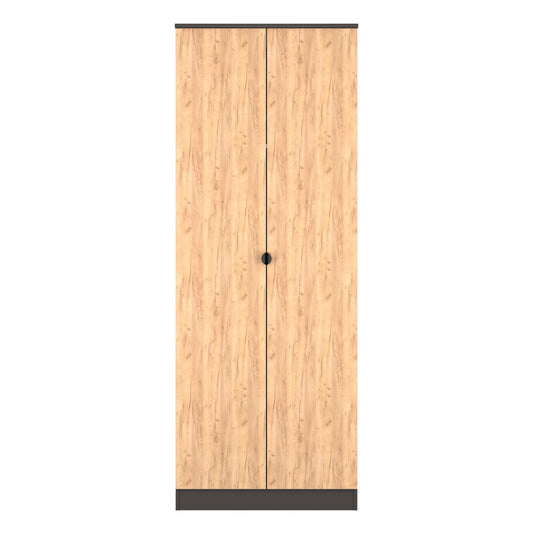 Bora Tall Wardrobe Oak & Dark Grey 2 Doors 1 Shelf 196cm