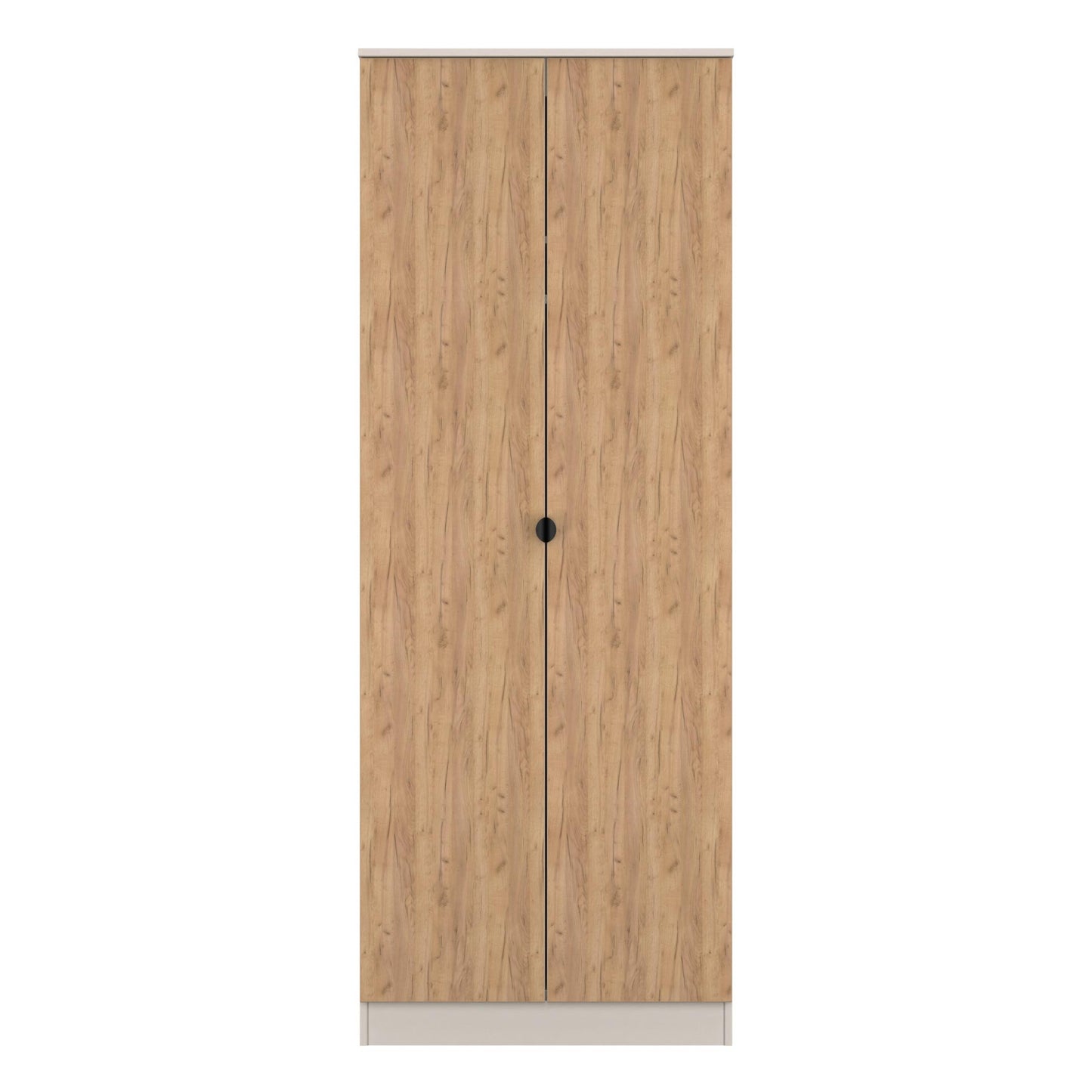 Bora Tall Wardrobe Oak & Off-White 2 Doors 1 Shelf 196cm