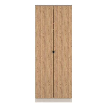 Bora Tall Wardrobe Oak & Off-White 2 Doors 1 Shelf 196cm