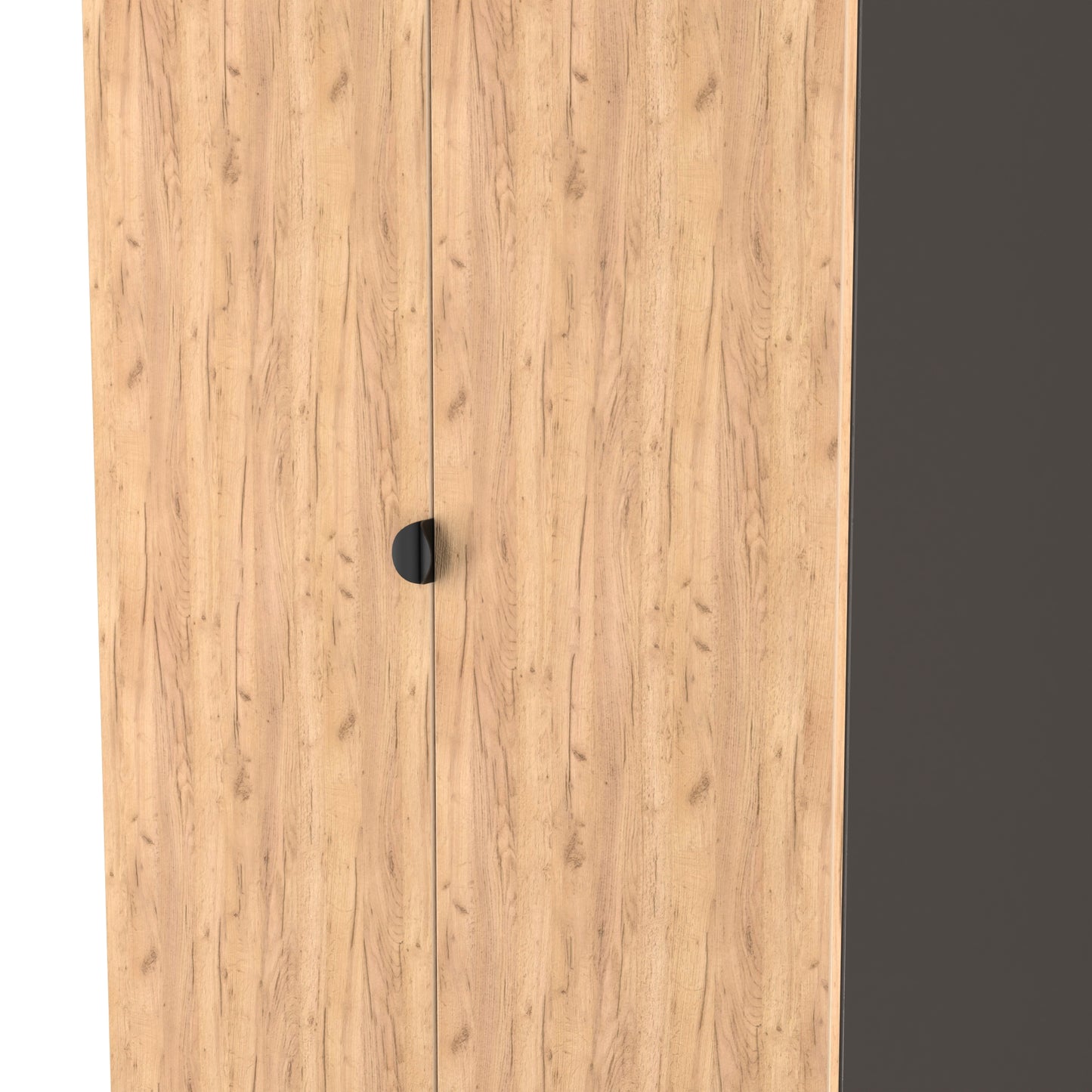 Bora Tall Wardrobe Oak & Dark Grey 2 Doors 2 Drawers 196cm