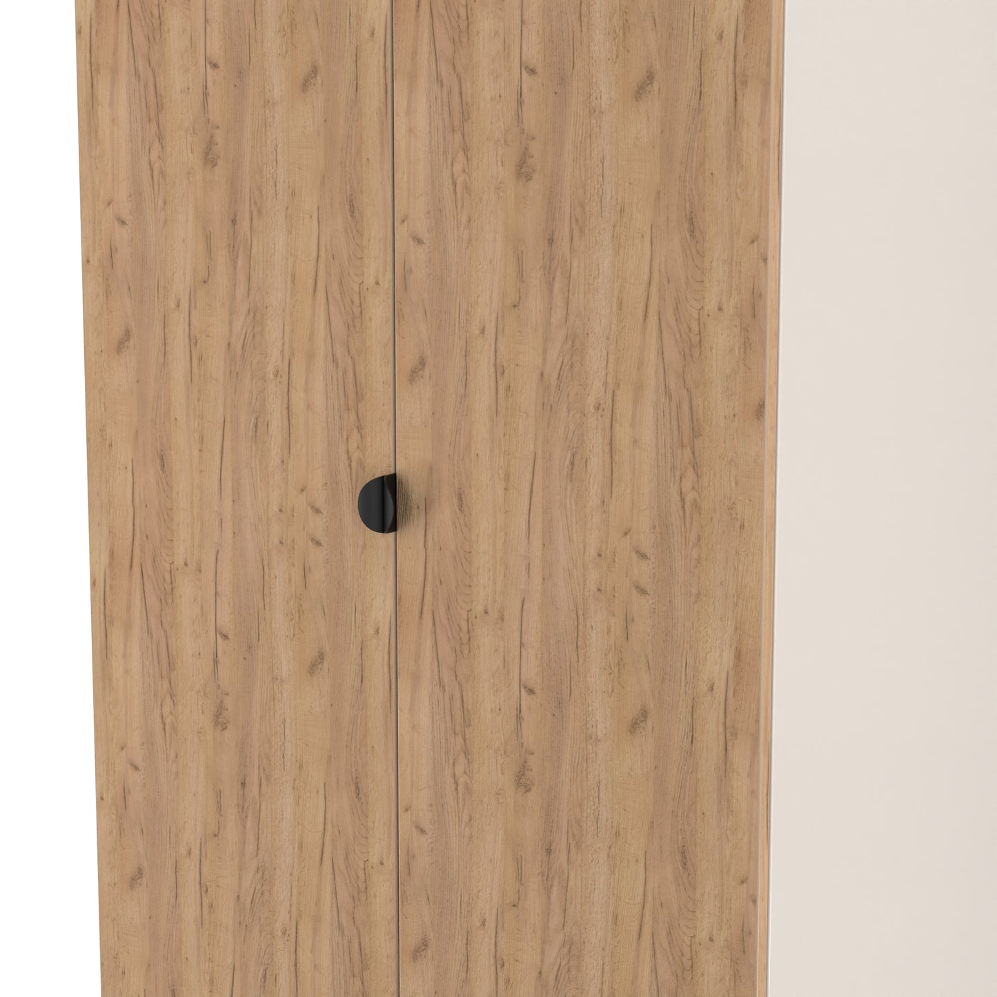 Bora Tall Wardrobe Oak & Off-White 2 Doors 2 Drawers 196cm