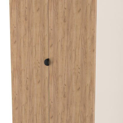 Bora Tall Wardrobe Oak & Off-White 2 Doors 2 Drawers 196cm