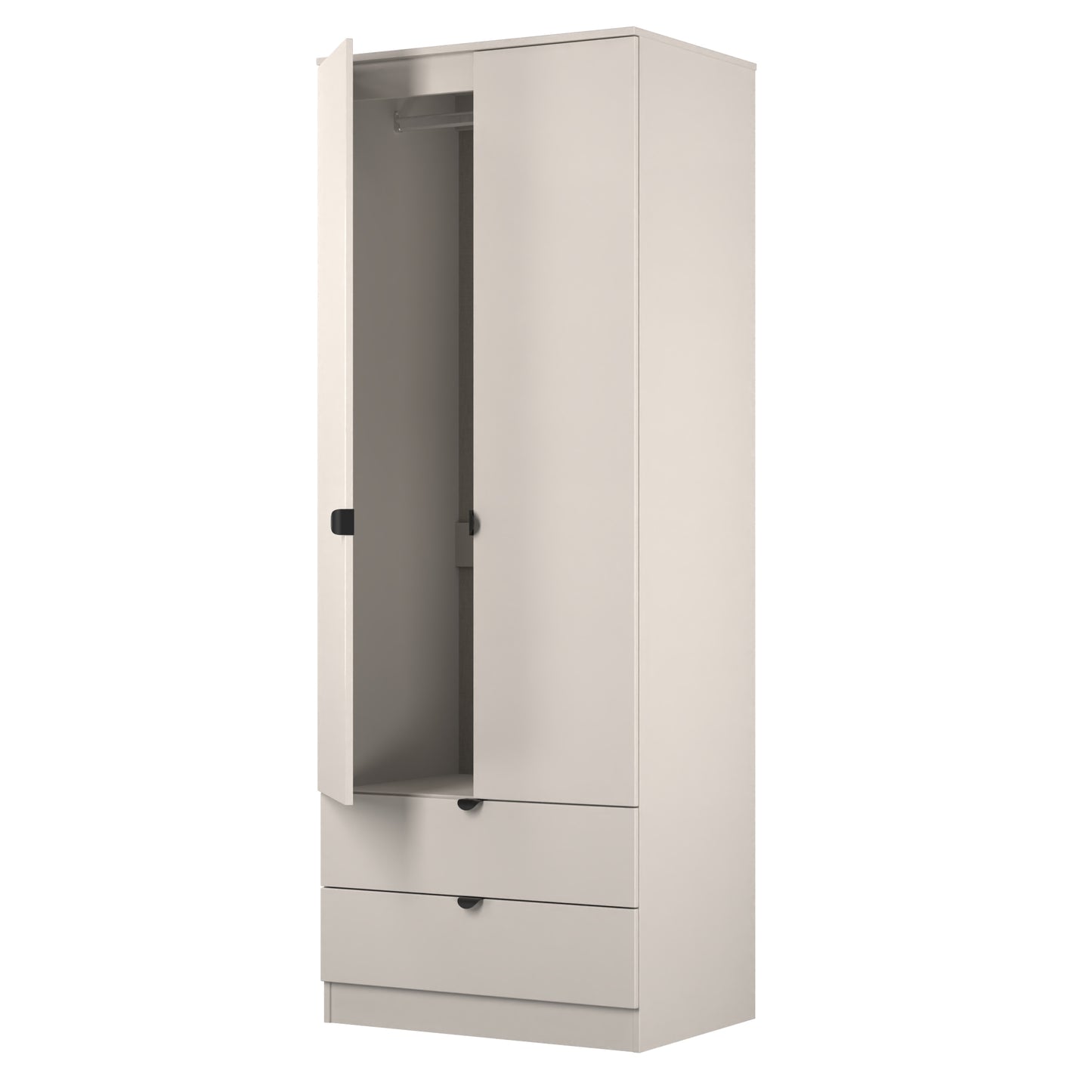 Bora Tall Wardrobe Off-White 2 Doors 2 Drawers 196cm