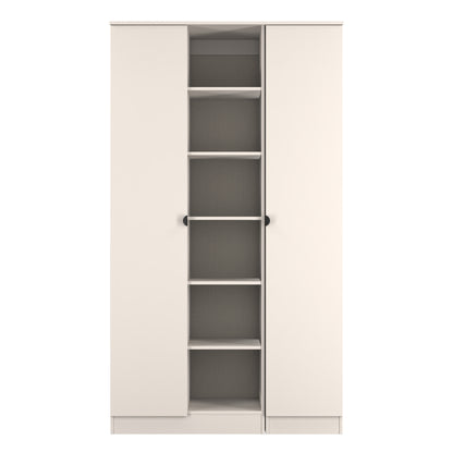 Bora Tall Wardrobe Off-White 3 Doors 6 Shelves 196cm