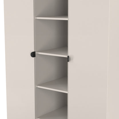 Bora Tall Wardrobe Off-White 3 Doors 6 Shelves 196cm