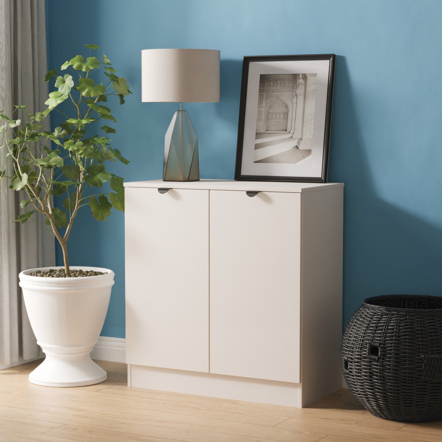 Bora Cabinet Off-White 2 Doors 1 Shelf 79cm