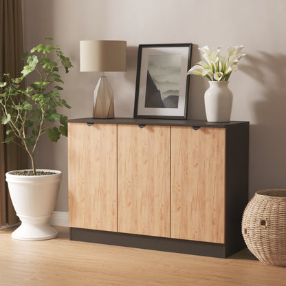 Bora Large Sideboard Gold & Dark Grey 3 Doors 1 Shelf 110cm