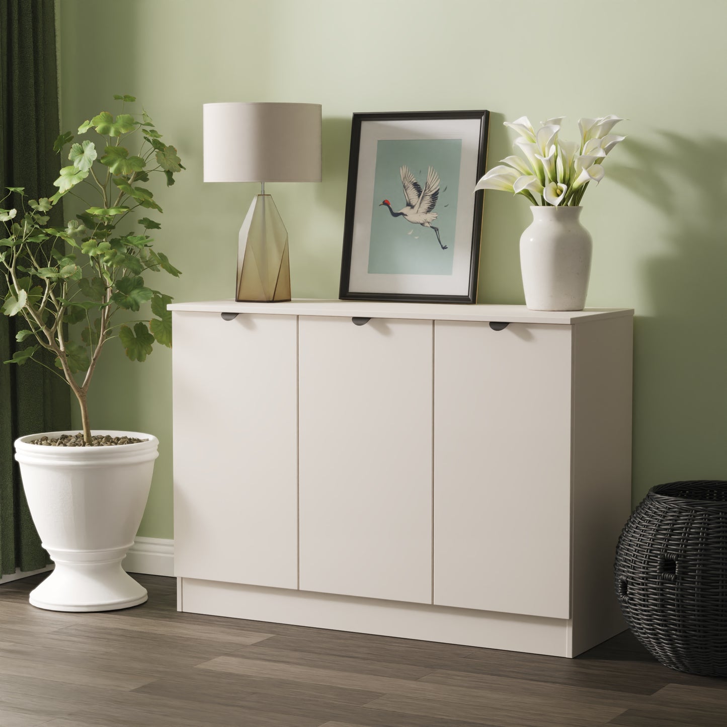 Bora Large Sideboard Off-White 3 Doors 1 Shelf 110cm