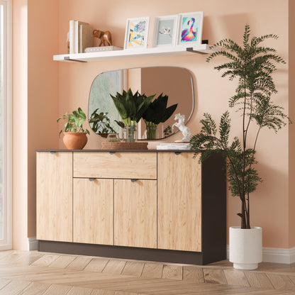 Bora Large Sideboard Gold & Dark Grey 4 Doors 2 Shelves 1 Drawer 144cm