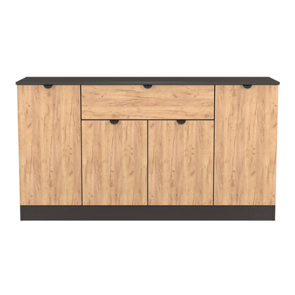 Bora Large Sideboard Gold & Dark Grey 4 Doors 2 Shelves 1 Drawer 144cm