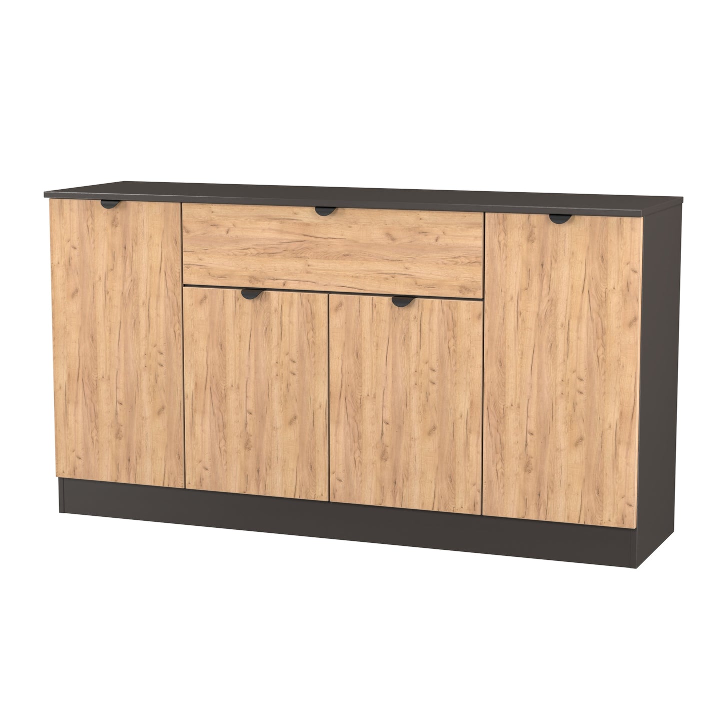 Bora Large Sideboard Gold & Dark Grey 4 Doors 2 Shelves 1 Drawer 144cm