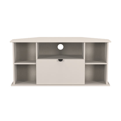 Bora Corner Corner TV Unit Off-White 4 Shelves 1 Drawer 110cm