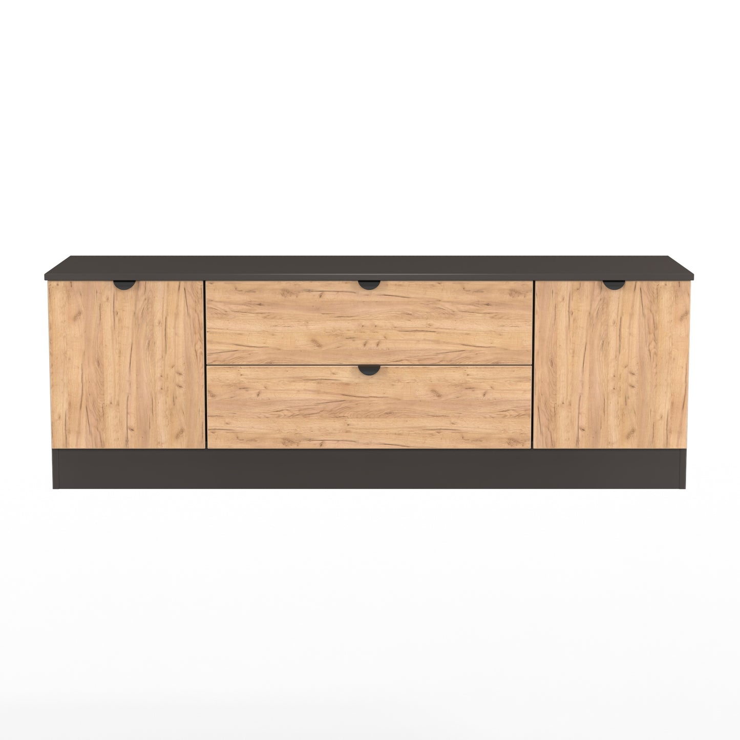 Bora TV Unit Oak & Dark Grey 2 Drawers 2 Doors 144cm