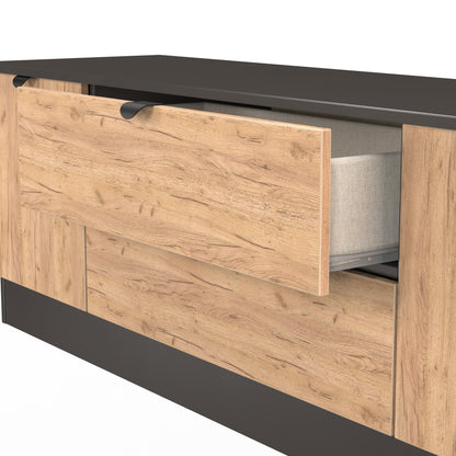 Bora TV Unit Oak & Dark Grey 2 Drawers 2 Doors 144cm