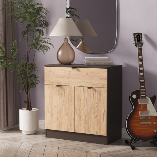 Bora Sideboard Oak & Dark Grey 2 Doors 1 Drawer 79cm