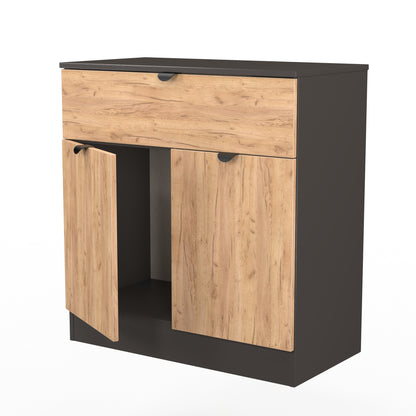 Bora Sideboard Oak & Dark Grey 2 Doors 1 Drawer 79cm