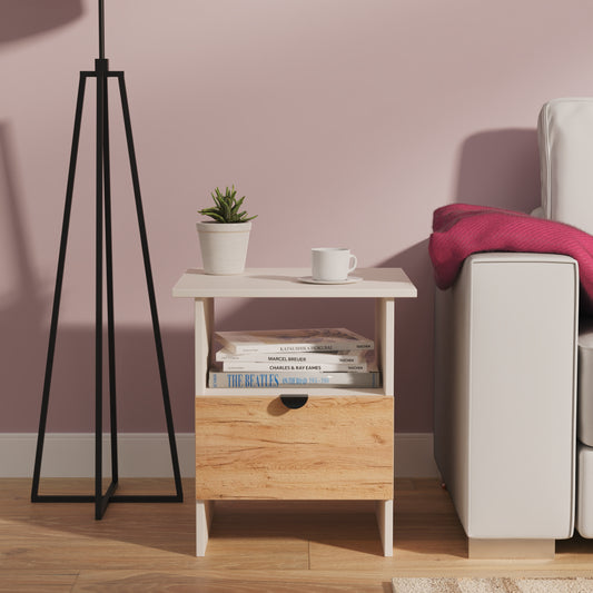Bora Side Table Not Applicable 1 Shelf 1 Drawer 50cm