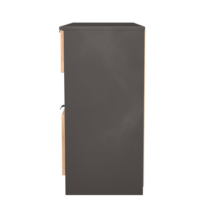 Bora Large Chest of Drawers Oak & Dark Grey 2 Shelves 4 Drawers 110cm