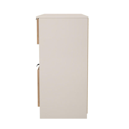 Bora Large Chest of Drawers Oak & Off-White 2 Shelves 4 Drawers 110cm