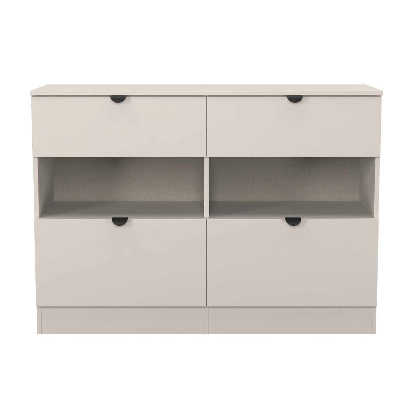 Bora Large Chest of Drawers Off-White 2 Shelves 4 Drawers 110cm