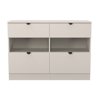 Bora Large Chest of Drawers Off-White 2 Shelves 4 Drawers 110cm