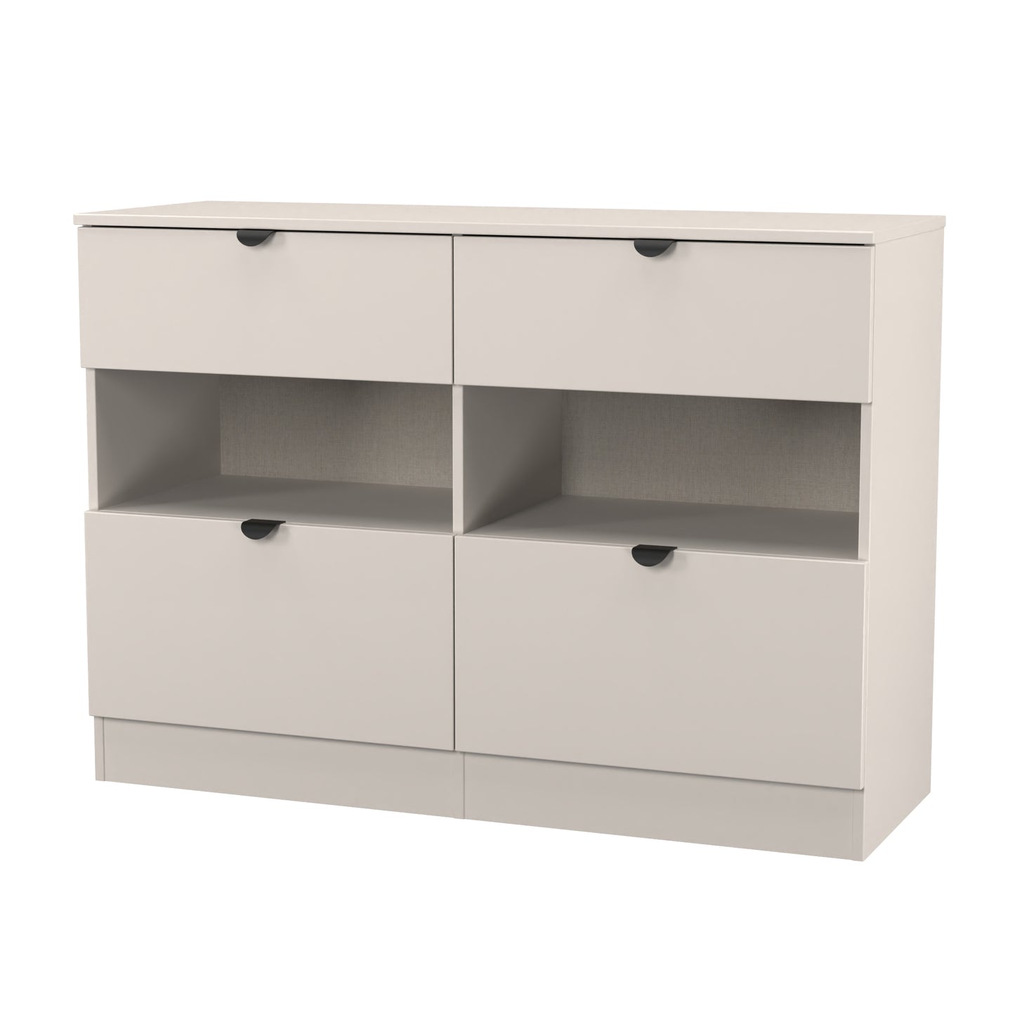 Bora Large Chest of Drawers Off-White 2 Shelves 4 Drawers 110cm
