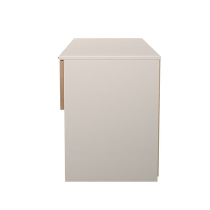 Bora Large Chest of Drawers Oak & Off-White 2 Shelves 2 Drawers 110cm