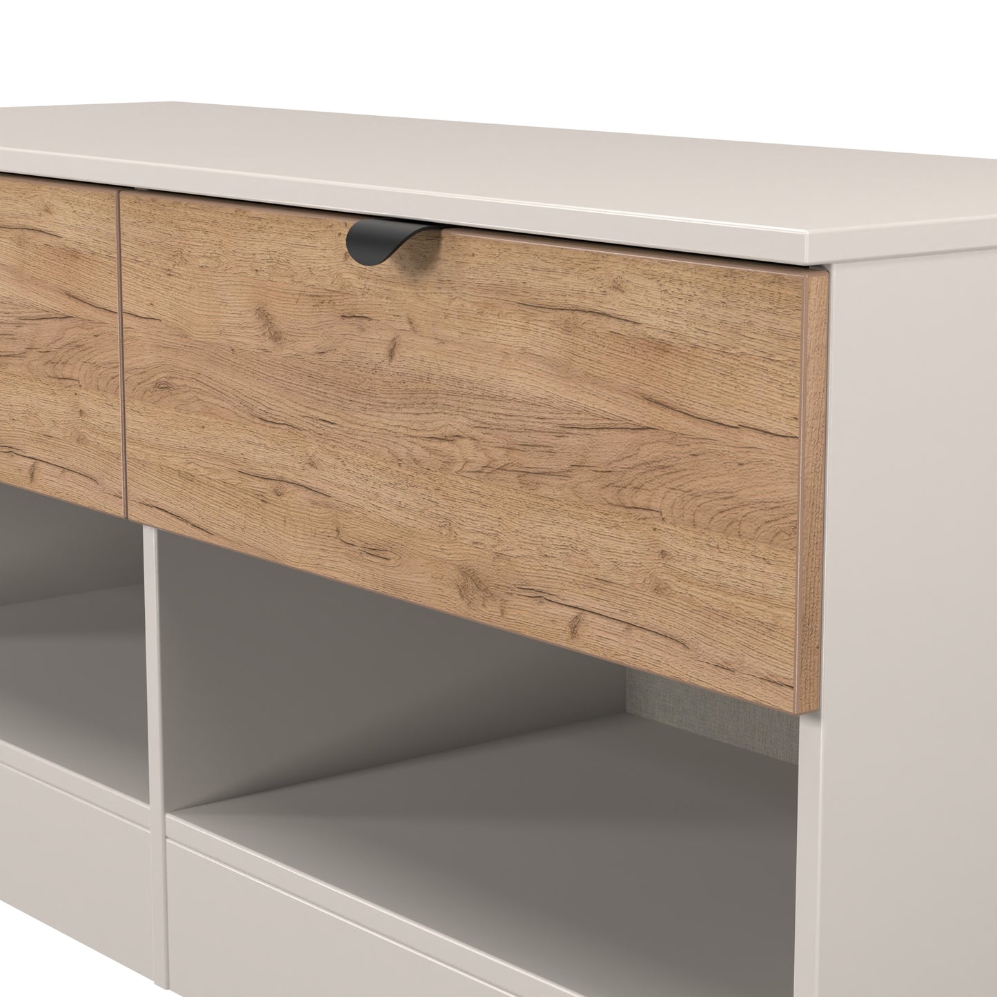 Bora Large Chest of Drawers Oak & Off-White 2 Shelves 2 Drawers 110cm