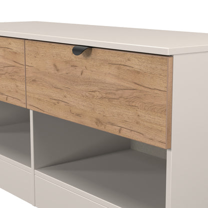 Bora Large Chest of Drawers Oak & Off-White 2 Shelves 2 Drawers 110cm