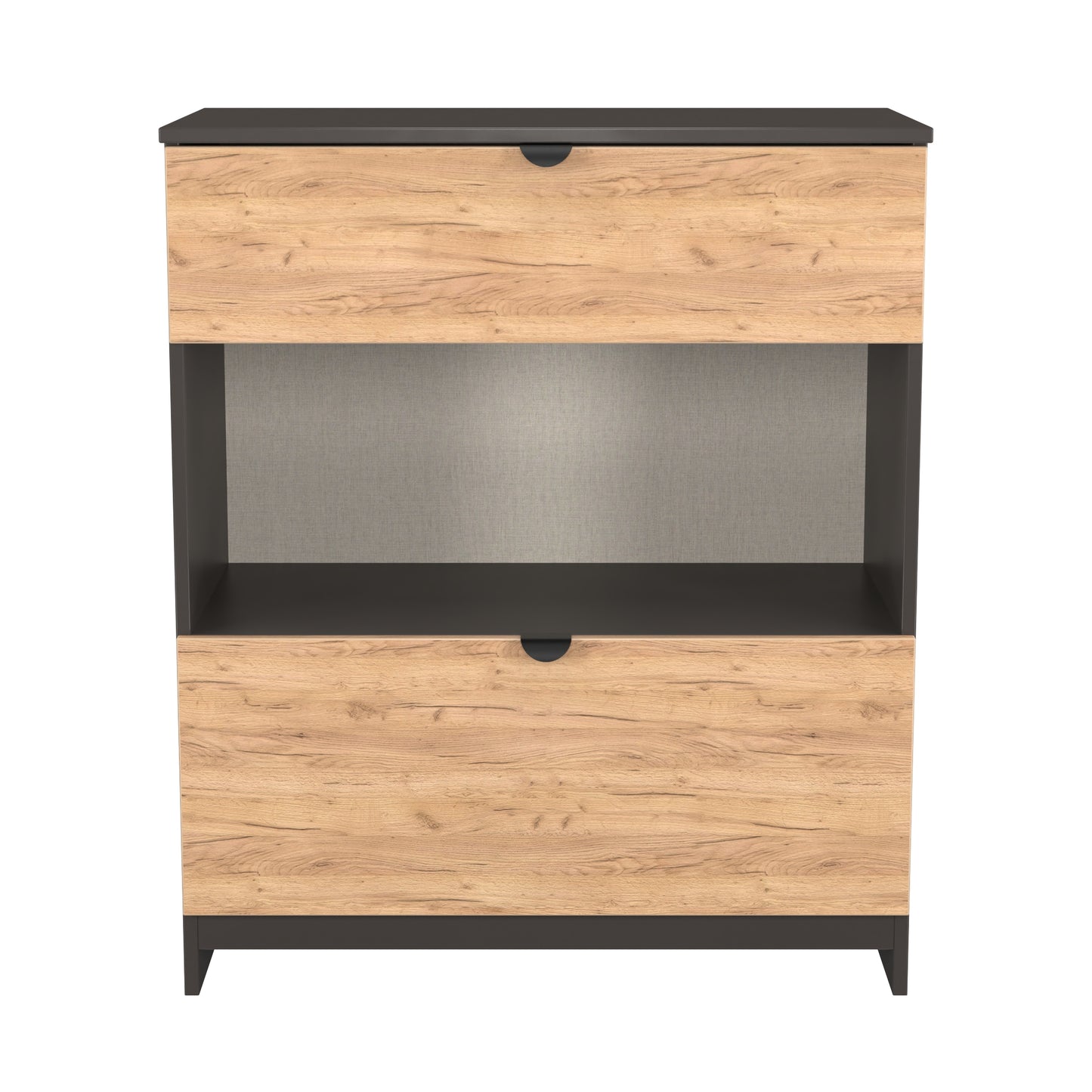 Bora Chest of Drawers Oak & Dark Grey 1 Shelf 2 Drawers 89cm
