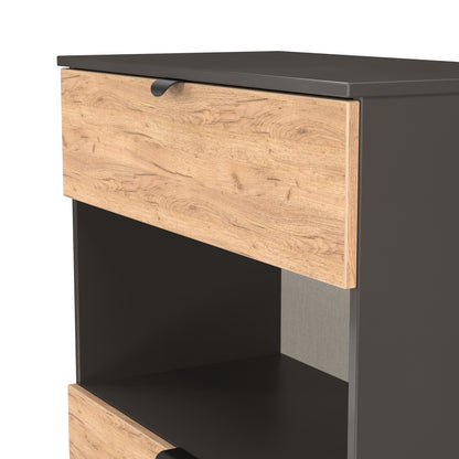 Bora Chest of Drawers Oak & Dark Grey 1 Shelf 2 Drawers 89cm