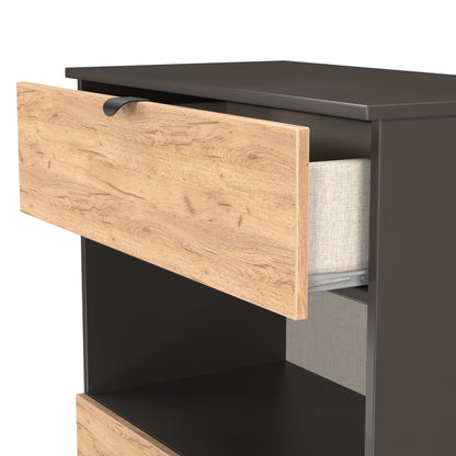 Bora Chest of Drawers Oak & Dark Grey 1 Shelf 2 Drawers 89cm