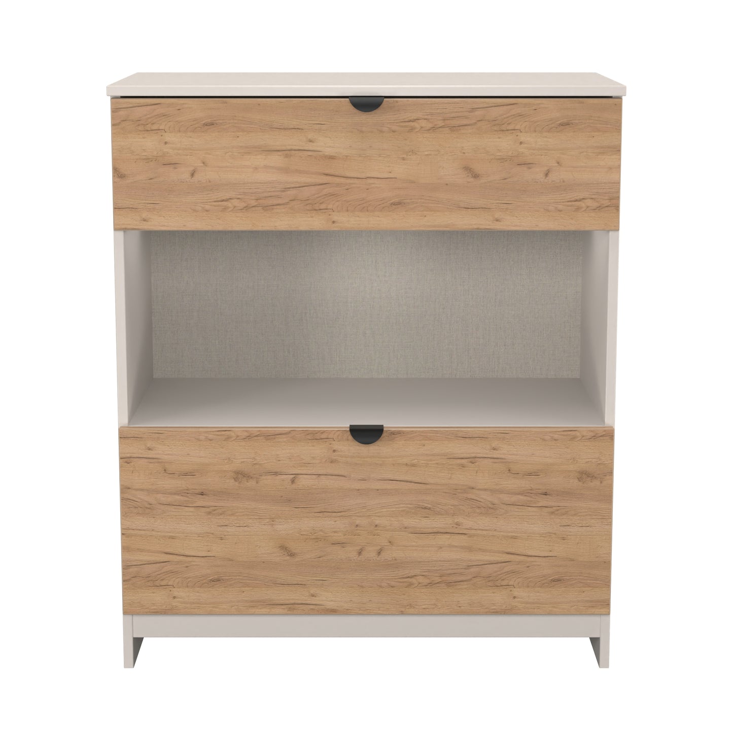 Bora Chest of Drawers Oak & Off-White 1 Shelf 2 Drawers 89cm