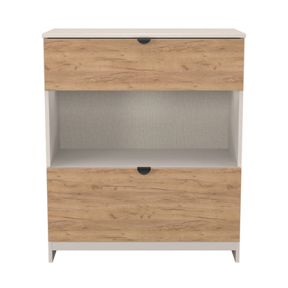Bora Chest of Drawers Oak & Off-White 1 Shelf 2 Drawers 89cm