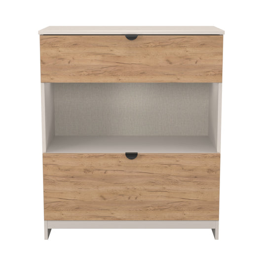 Bora Chest of Drawers Oak & Off-White 1 Shelf 2 Drawers 89cm