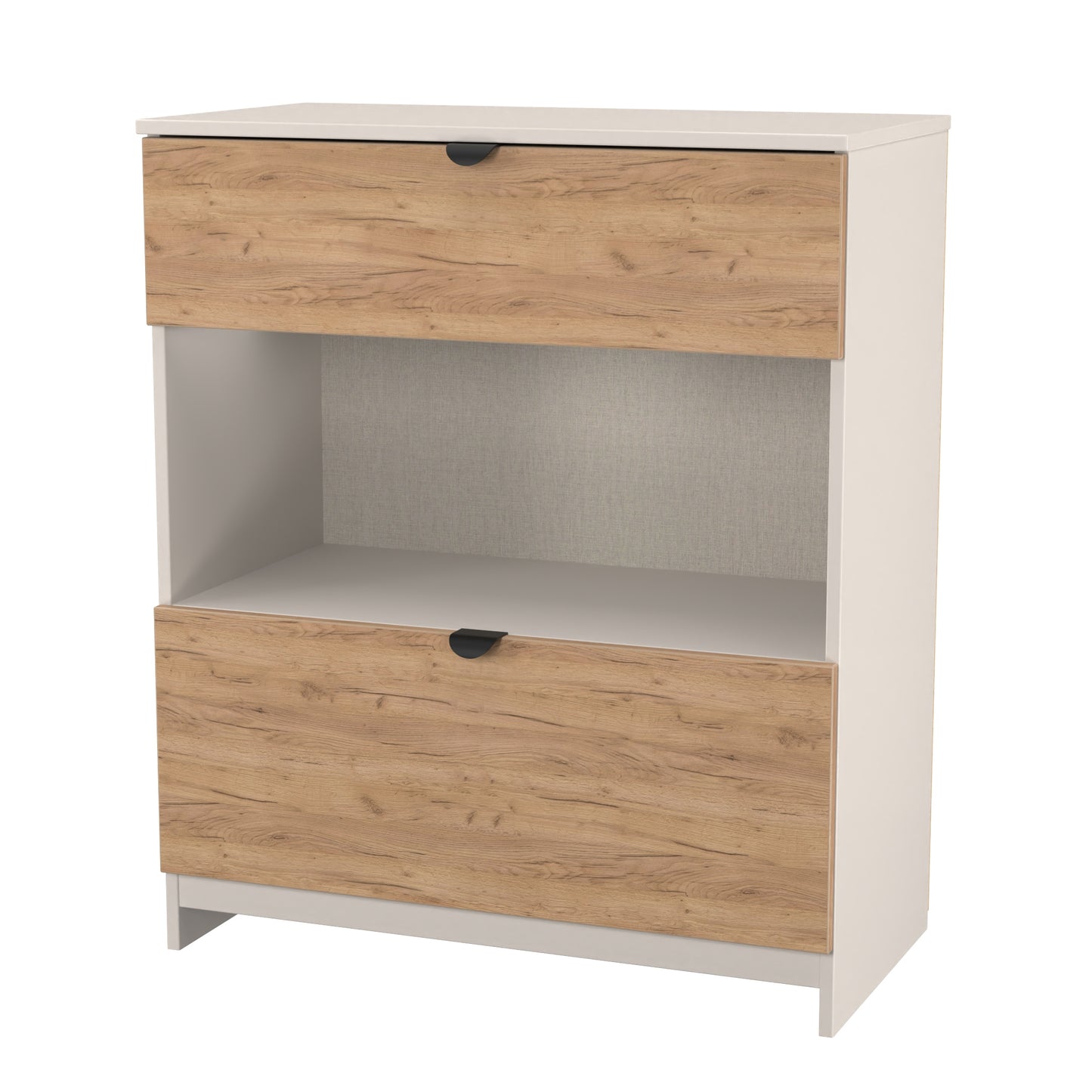 Bora Chest of Drawers Oak & Off-White 1 Shelf 2 Drawers 89cm