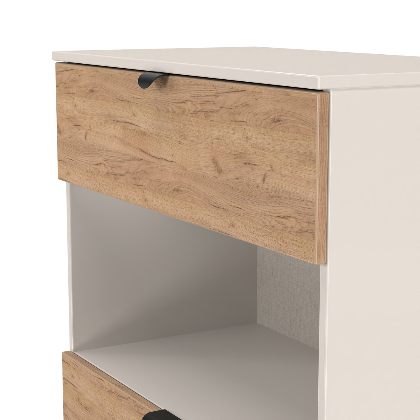 Bora Chest of Drawers Oak & Off-White 1 Shelf 2 Drawers 89cm
