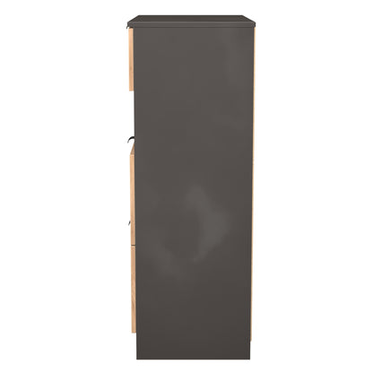 Bora Tall Chest of Drawers Oak & Dark Grey 1 Shelf 3 Drawers 108cm