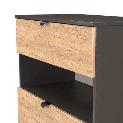Bora Tall Chest of Drawers Oak & Dark Grey 1 Shelf 3 Drawers 108cm