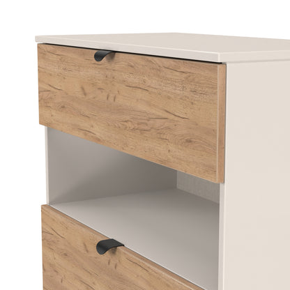 Bora Tall Chest of Drawers Oak & Off-White 1 Shelf 3 Drawers 108cm