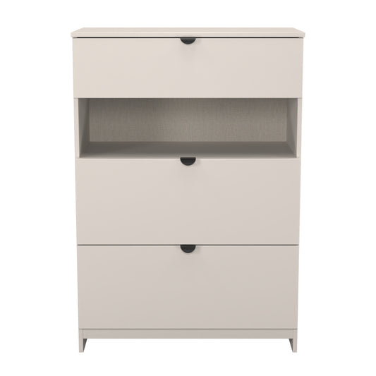 Bora Tall Chest of Drawers Off-White 1 Shelf 3 Drawers 108cm