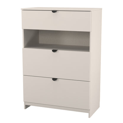 Bora Tall Chest of Drawers Off-White 1 Shelf 3 Drawers 108cm
